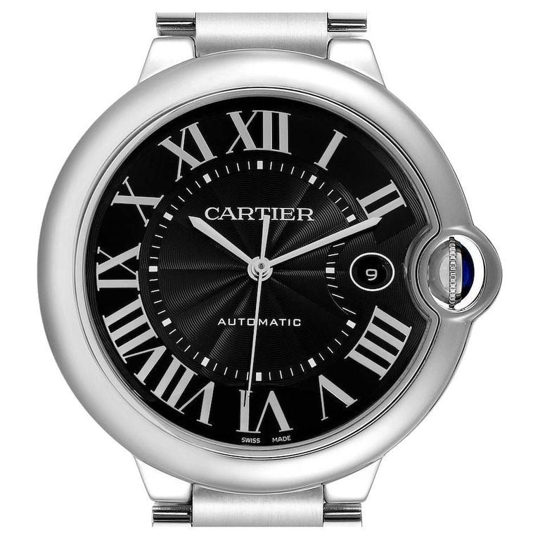 Cartier Ballon Bleu De Cartier Black Dial Silver Steel Strap Watch For Men - W6920042
