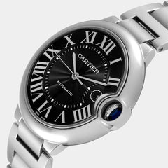 Cartier Ballon Bleu De Cartier Black Dial Silver Steel Strap Watch For Men - W6920042
