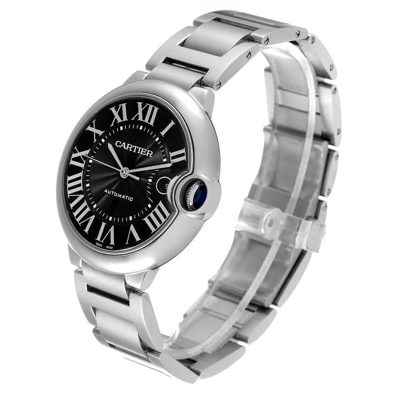 Cartier Ballon Bleu De Cartier Black Dial Silver Steel Strap Watch For Men - W6920042