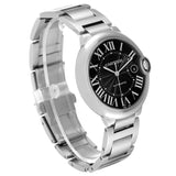 Cartier Ballon Bleu De Cartier Black Dial Silver Steel Strap Watch For Men - W6920042