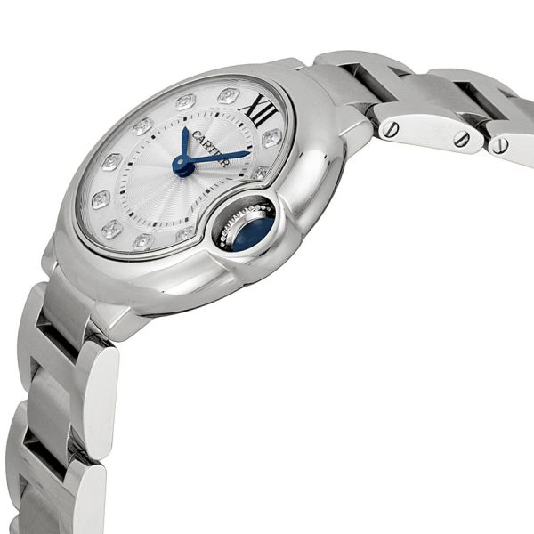 Cartier Ballon Bleu De Cartier Diamonds Silver Dial Silver Steel Strap Watch For Women - WE902073