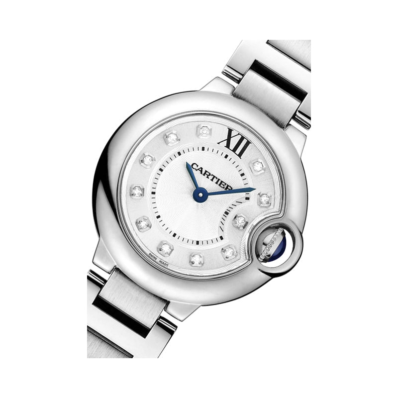 Cartier Ballon Bleu De Cartier Diamonds Silver Dial Silver Steel Strap Watch For Women - WE902073