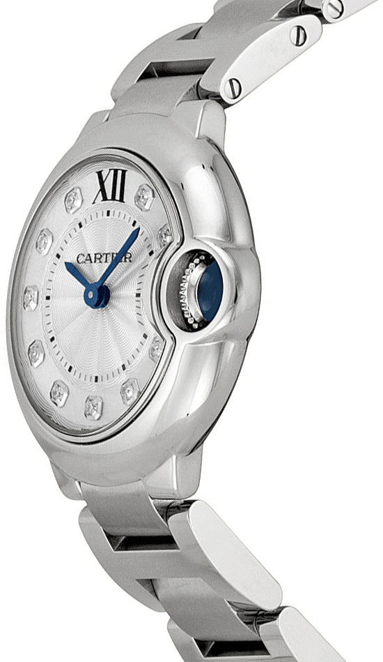 Cartier Ballon Bleu De Cartier Diamonds Silver Dial Silver Steel Strap Watch For Women - WE902073