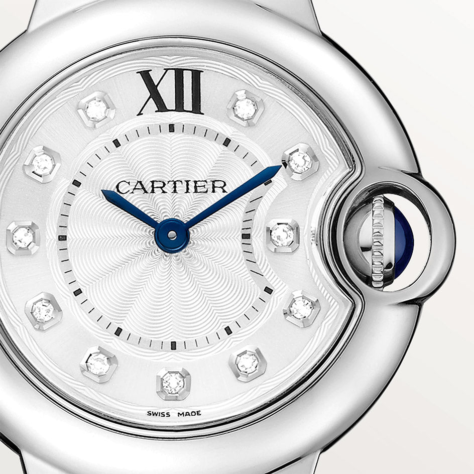 Cartier Ballon Bleu De Cartier Diamonds Silver Dial Silver Steel Strap Watch For Women - WE902073