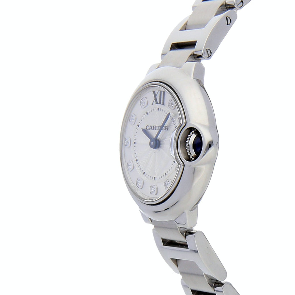 Cartier Ballon Bleu De Cartier Diamonds Silver Dial Silver Steel Strap Watch For Women - WE902073