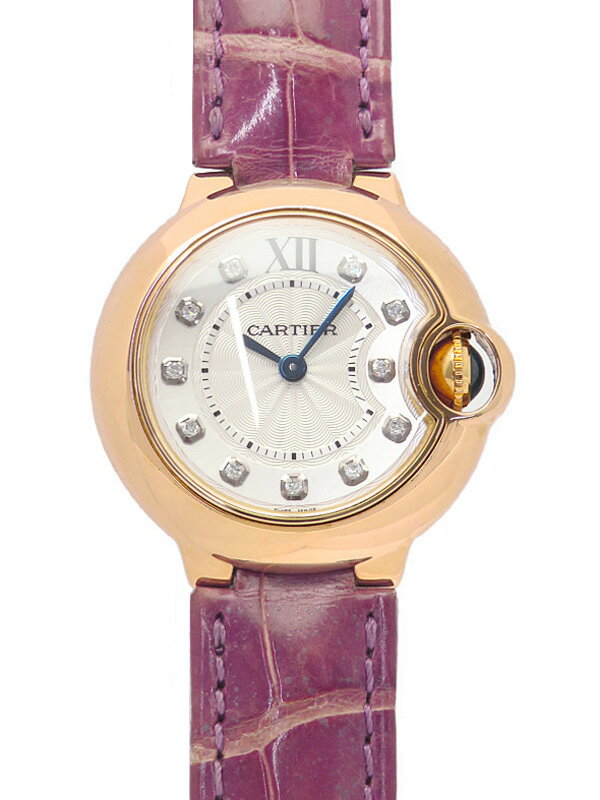 Cartier Ballon Bleu De Cartier Diamonds White Dial Pink Leather Strap Watch For Women - WE902050