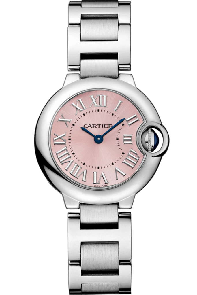 Cartier Ballon Bleu De Cartier Pink Dial Silver Steel Strap Watch For Women - W6920038