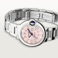 Cartier Ballon Bleu De Cartier Pink Dial Silver Steel Strap Watch For Women - WSBB0046