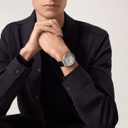Cartier Ballon Bleu De Cartier Silver Dial Black Leather Strap Watch For Men - WSBB0026