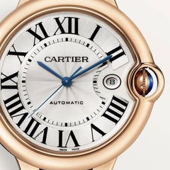 Cartier Ballon Bleu De Cartier Silver Dial Brown Leather Strap Watch For Men - WGBB0030