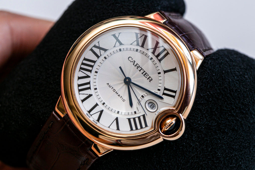 Cartier Ballon Bleu De Cartier Silver Dial Brown Leather Strap Watch For Men - WGBB0030