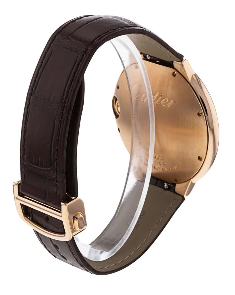 Cartier Ballon Bleu De Cartier Silver Dial Brown Leather Strap Watch For Men - WGBB0030