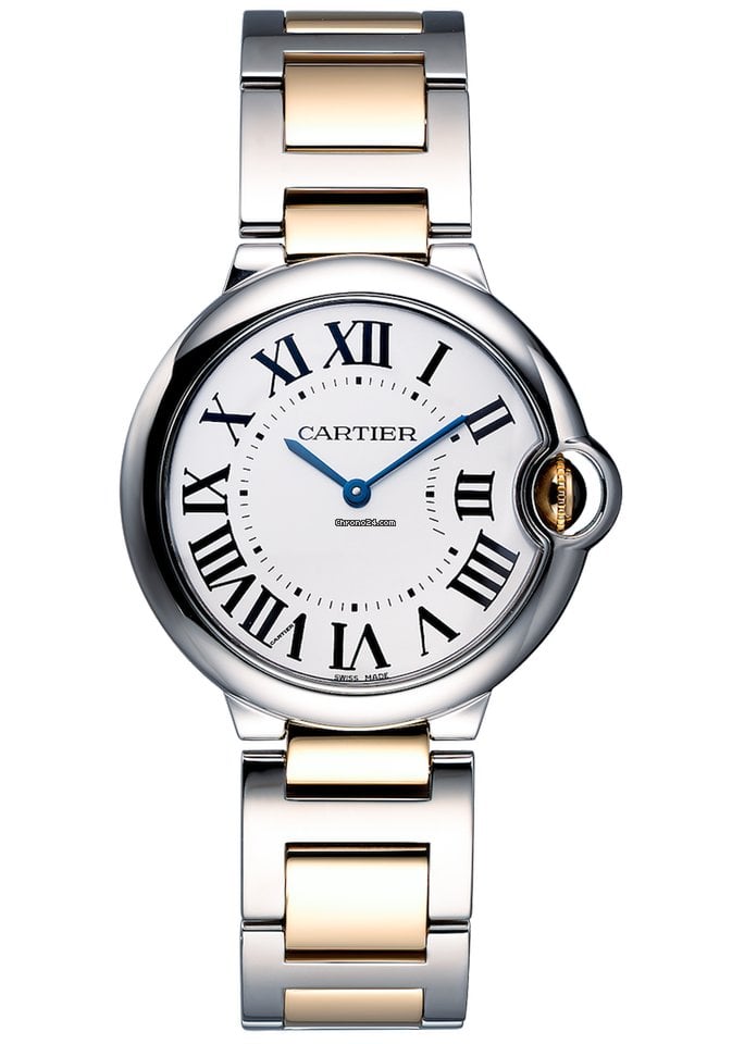 Cartier Ballon Bleu De Cartier Silver Dial Two Tone Steel Strap Watch For Unisex Watch - W69008Z3
