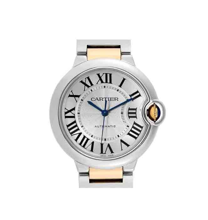 Cartier Ballon Bleu De Cartier Silver Dial Two Tone Steel Strap Watch For Unisex Watch - W69008Z3