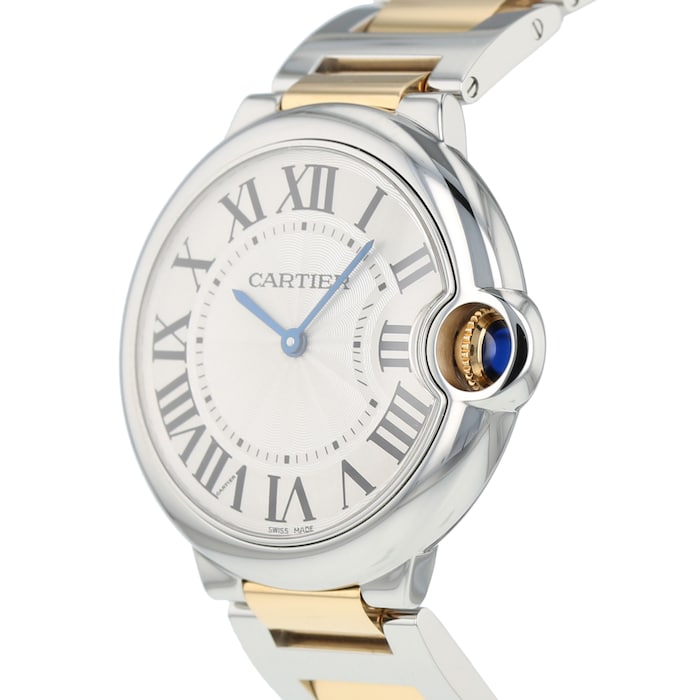 Cartier Ballon Bleu De Cartier Silver Dial Two Tone Steel Strap Watch For Unisex Watch - W69008Z3