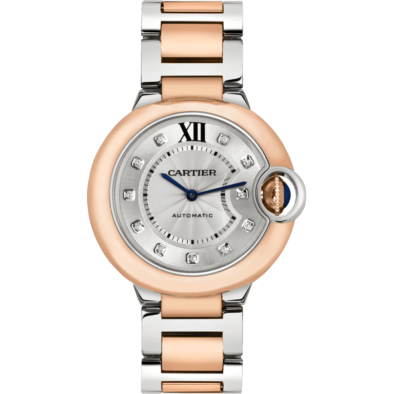 Cartier Ballon Blue De Cartier Diamonds Silver Dial Two Tone Steel Strap Watch For Women - W3BB0013