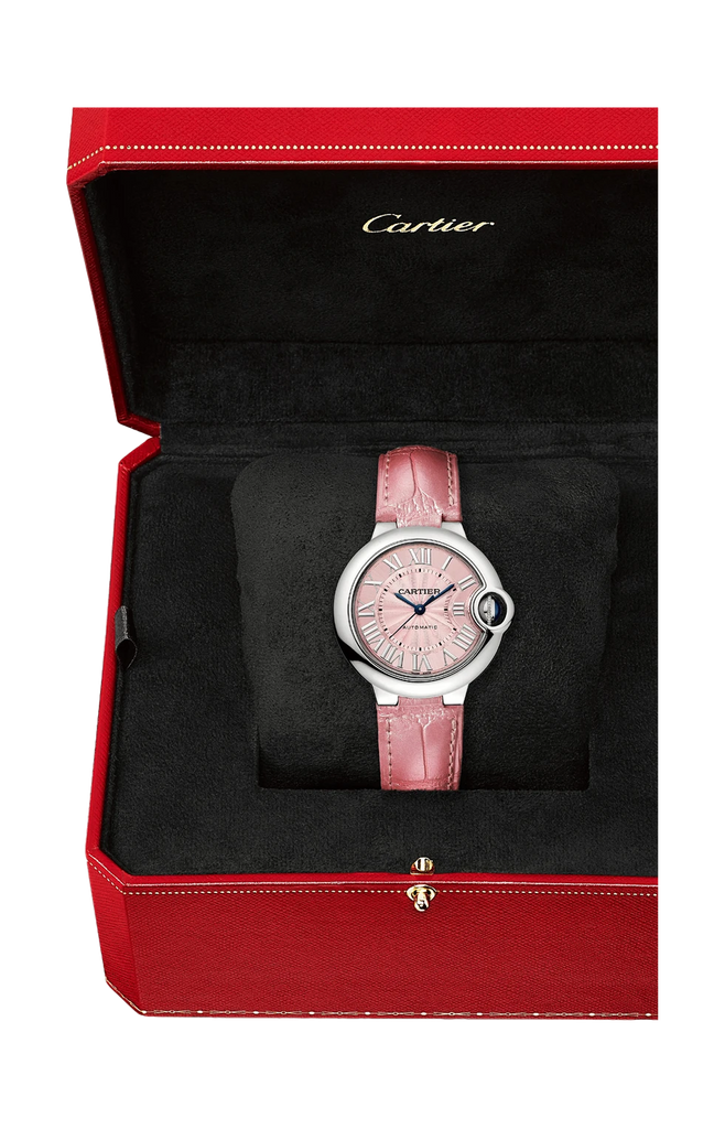 Cartier Ballon Blue De Cartier Pink Dial Pink Leather Strap Watch For Women - WSBB0031