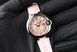 Cartier Ballon Blue De Cartier Pink Dial Pink Leather Strap Watch For Women - WSBB0031