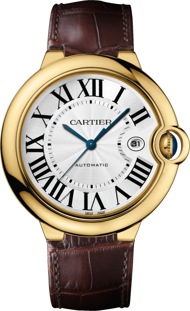 Cartier Ballon Blue De Cartier Silver Dial Brown Leather Strap Watch For Men - W6900551