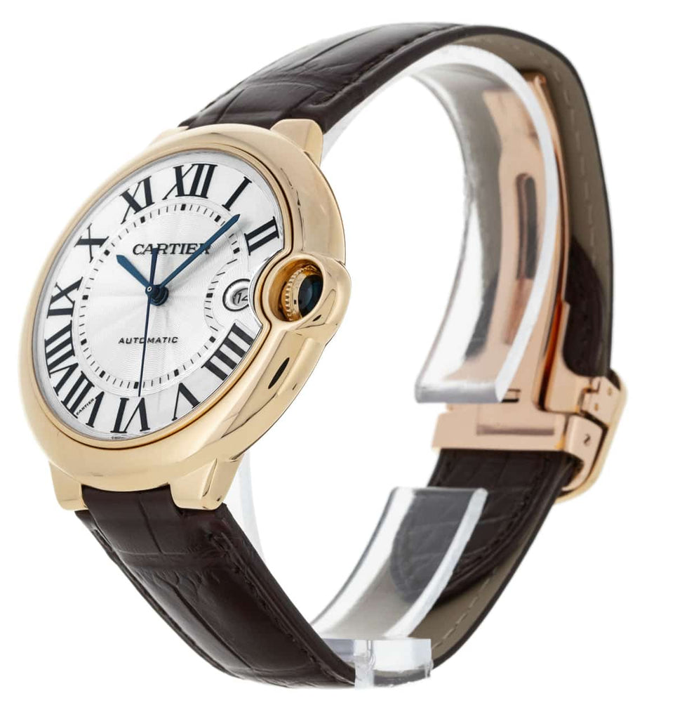 Cartier Ballon Blue De Cartier Silver Dial Brown Leather Strap Watch For Men - W6900551