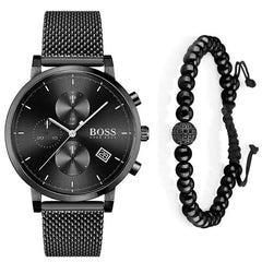 Hugo Boss Integrity Black Dial Black Mesh Bracelet Watch for Men - 1513813 Watches Hugo Boss   