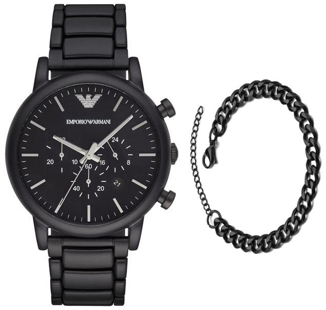 Emporio Armani Luigi Chronograph Black Dial Black Stainless Steel Watch For Men - AR1895 Watches Emporio Armani   