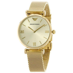 Emporio Armani Retro Gold Dial Gold Mesh Bracelet Watch For Women - AR1957 Watches Emporio Armani   