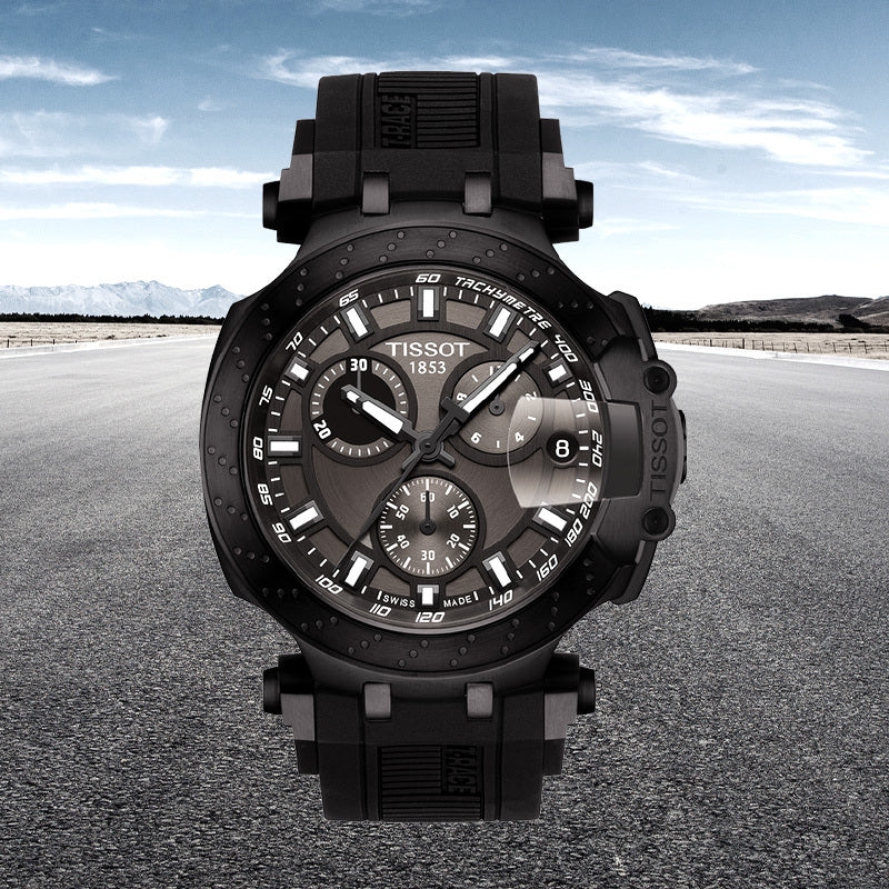 Tissot T Race Chonograph Anthracite Dial Black Silicon Strap Watch For Men - T115.417.37.061.03 Watches Tissot   