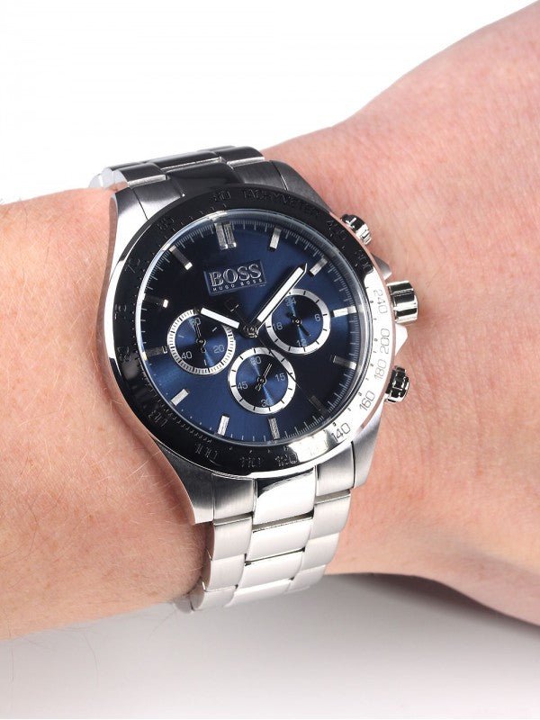 Hugo Boss Ikon Blue Dial Silver Steel Strap Watch for Men - 1512963 Watches Hugo Boss   