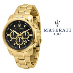 Maserati Successo 44mm Black Dial Gold Stainless Steel Strap Watch For Men - R8873621013 Watches Maserati   