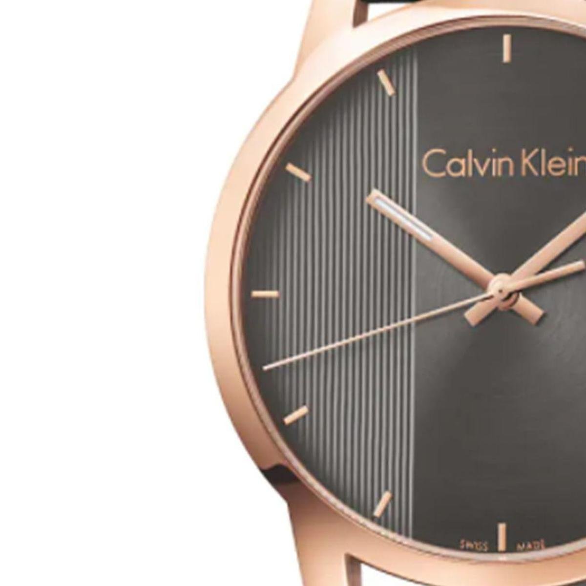 Calvin Klein City Quartz Black Dial Black Leather Strap Watch for Men - K2G2G6CZ Watches Calvin Klein   