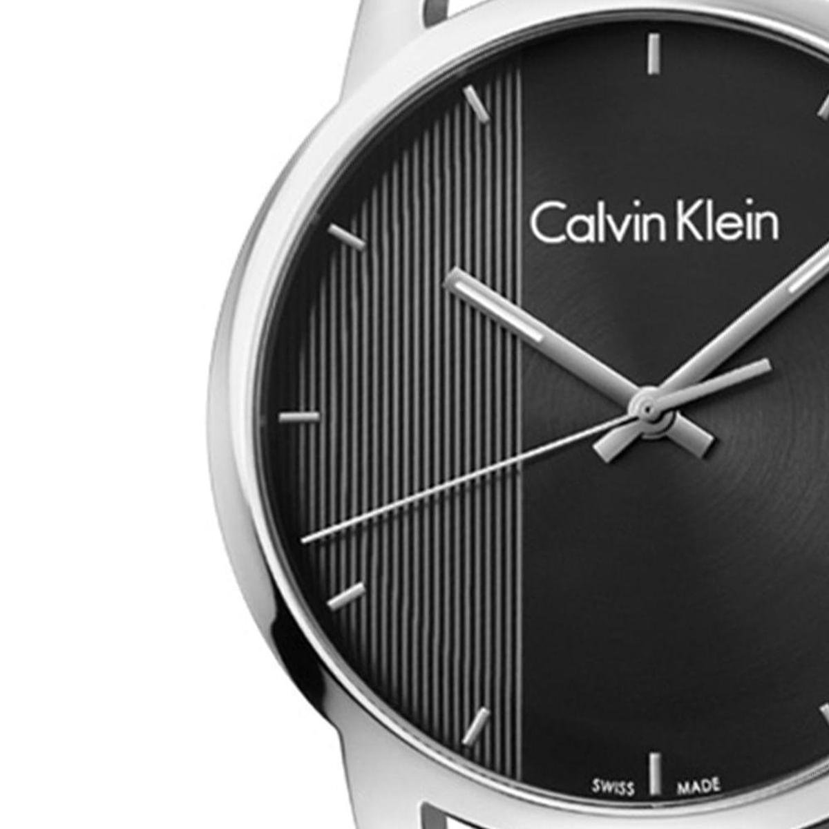 Calvin Klein City Quartz Black Dial Black Leather Strap Watch for Men - K2G2G1C1 Watches Calvin Klein   