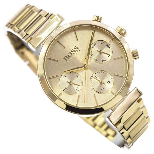 Hugo Boss Flawless Gold Dial Gold Steel Strap Watch for Women - 1502532 Watches Hugo Boss   