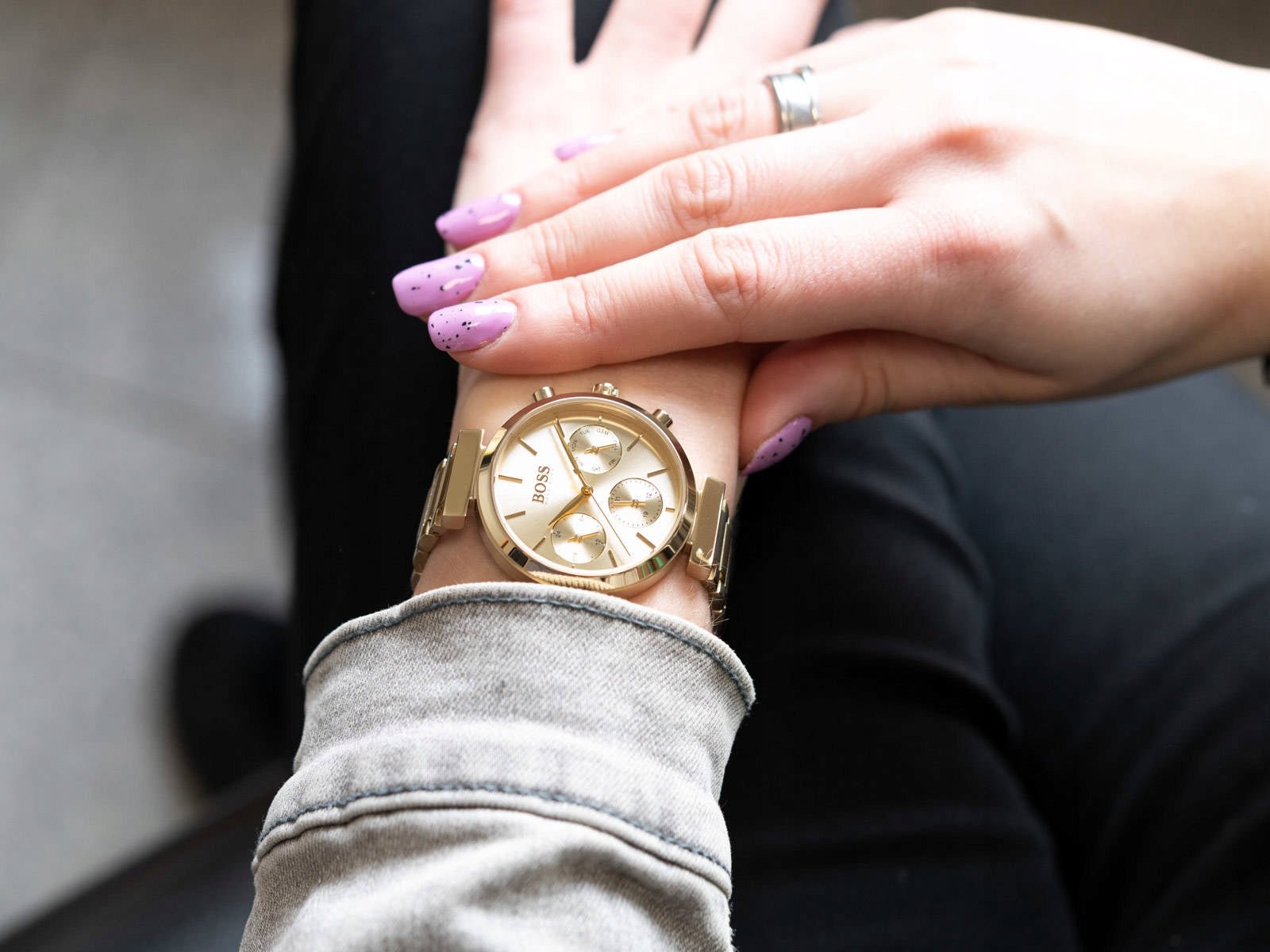 Hugo Boss Flawless Gold Dial Gold Steel Strap Watch for Women - 1502532 Watches Hugo Boss   