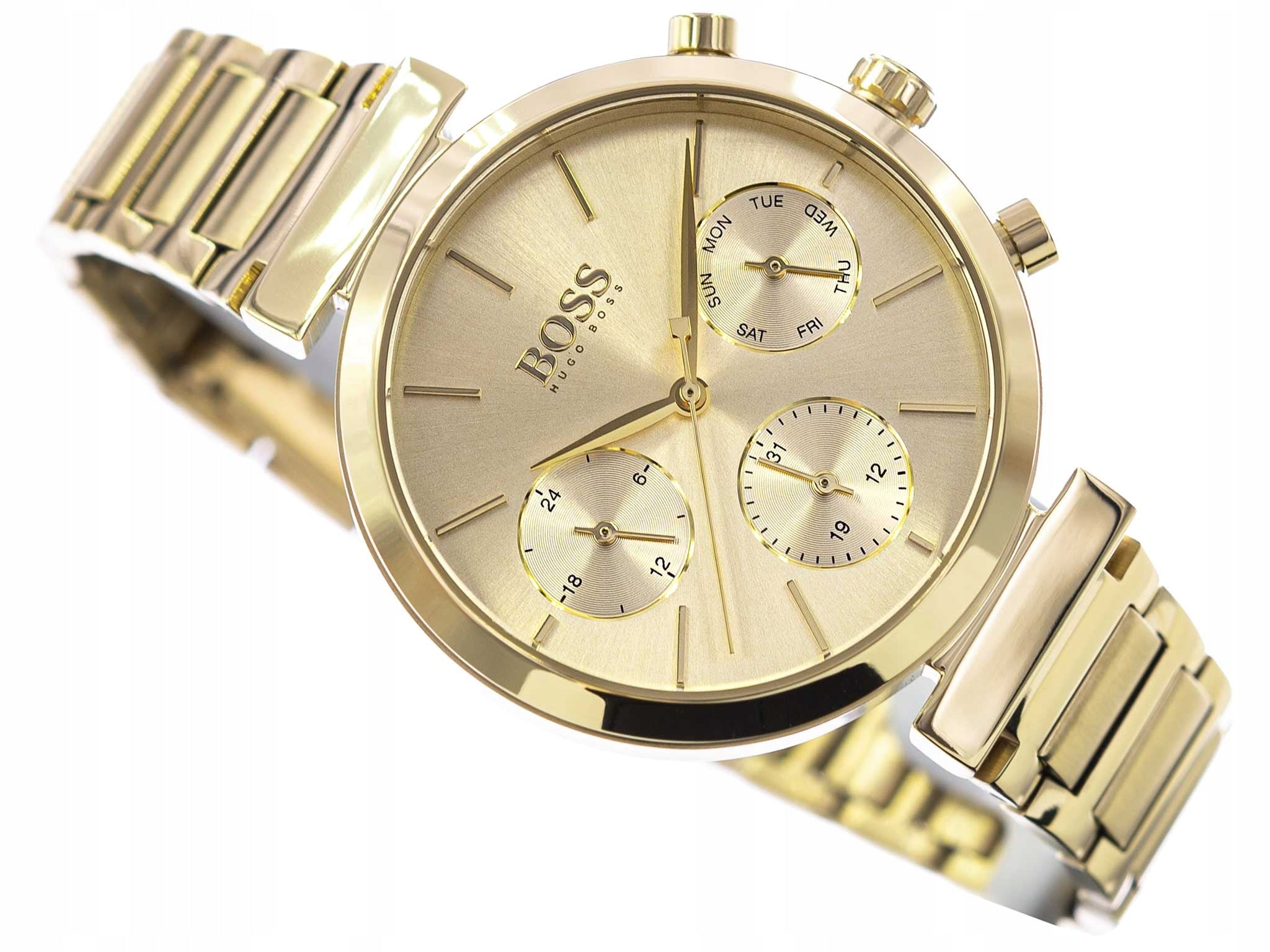 Hugo Boss Flawless Gold Dial Gold Steel Strap Watch for Women - 1502532 Watches Hugo Boss   