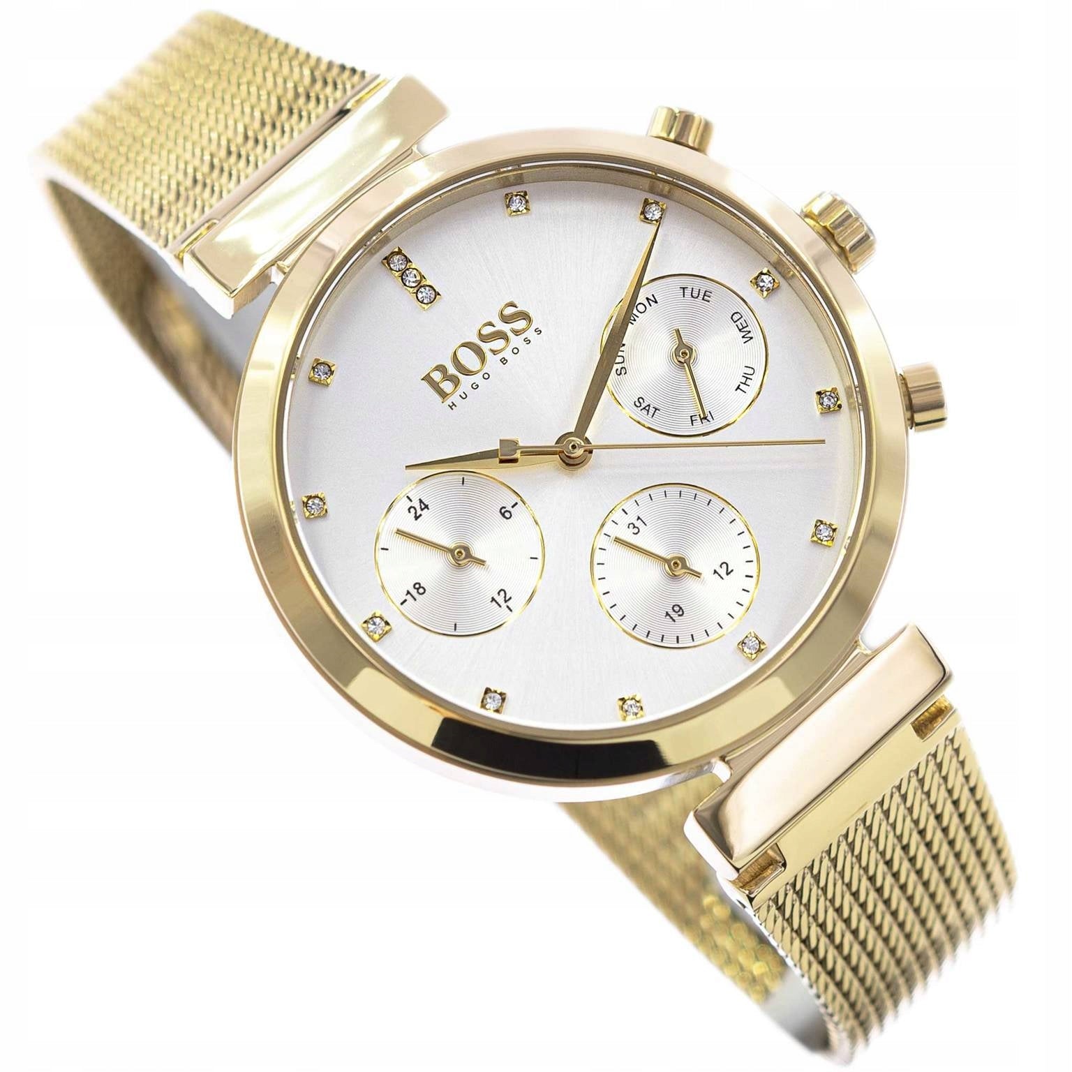 Hugo Boss Flawless White Dial Gold Mesh Bracelet Watch for Women - 1502552 Watches Hugo Boss   