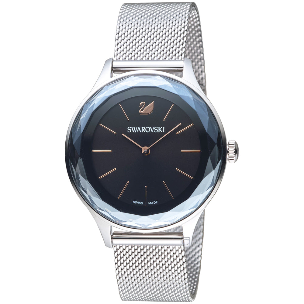 Swarovski Octea Nova Black Dial Silver Mesh Bracelet Watch for Women - 5430420 Watches Swarovski   