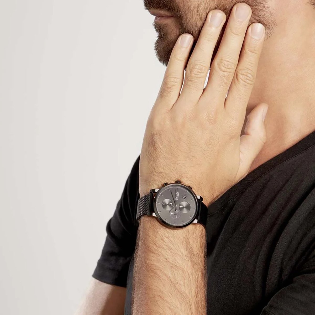 Hugo Boss Integrity Black Dial Black Mesh Bracelet Watch for Men - 1513813 Watches Hugo Boss   