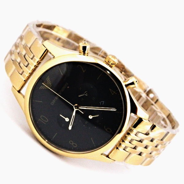 Emporio Armani Classic Chronograph Black Dial Gold Stainless Steel Watch For Men - AR1893 Watches Emporio Armani   