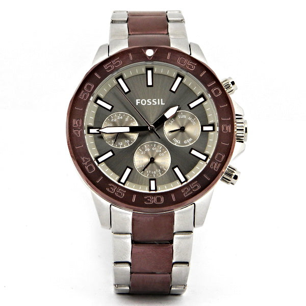 Fossil Bannon Multifunction Brown Dial Two Tone Steel Strap Watch for Men - BQ2502 Watches Fossil   