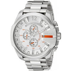 Diesel Mega Chief Quartz Chronograph White Dial Stainless Steel Strap Watch For Men - DZ4328 Watches Diesel   