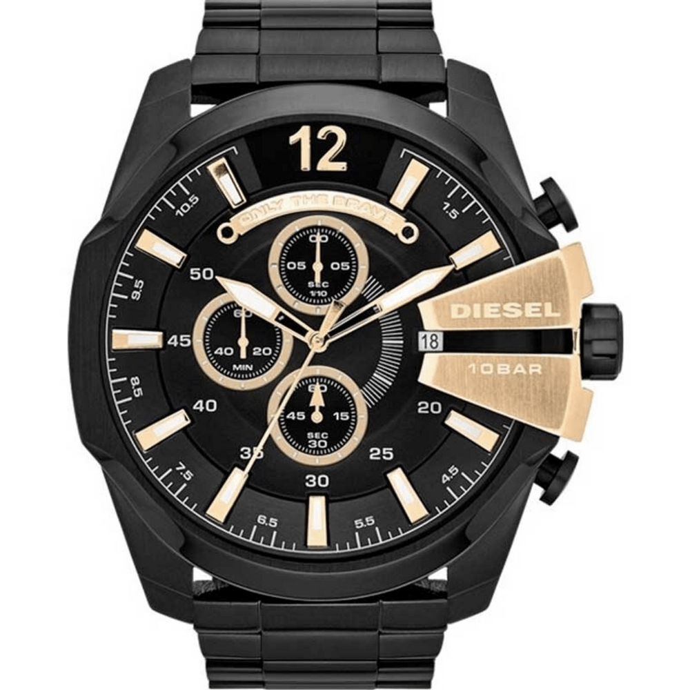 Diesel Mega Chief Chronograph Black Dial Black Stainless Steel Watch For Men - DZ4338 Watches Diesel   