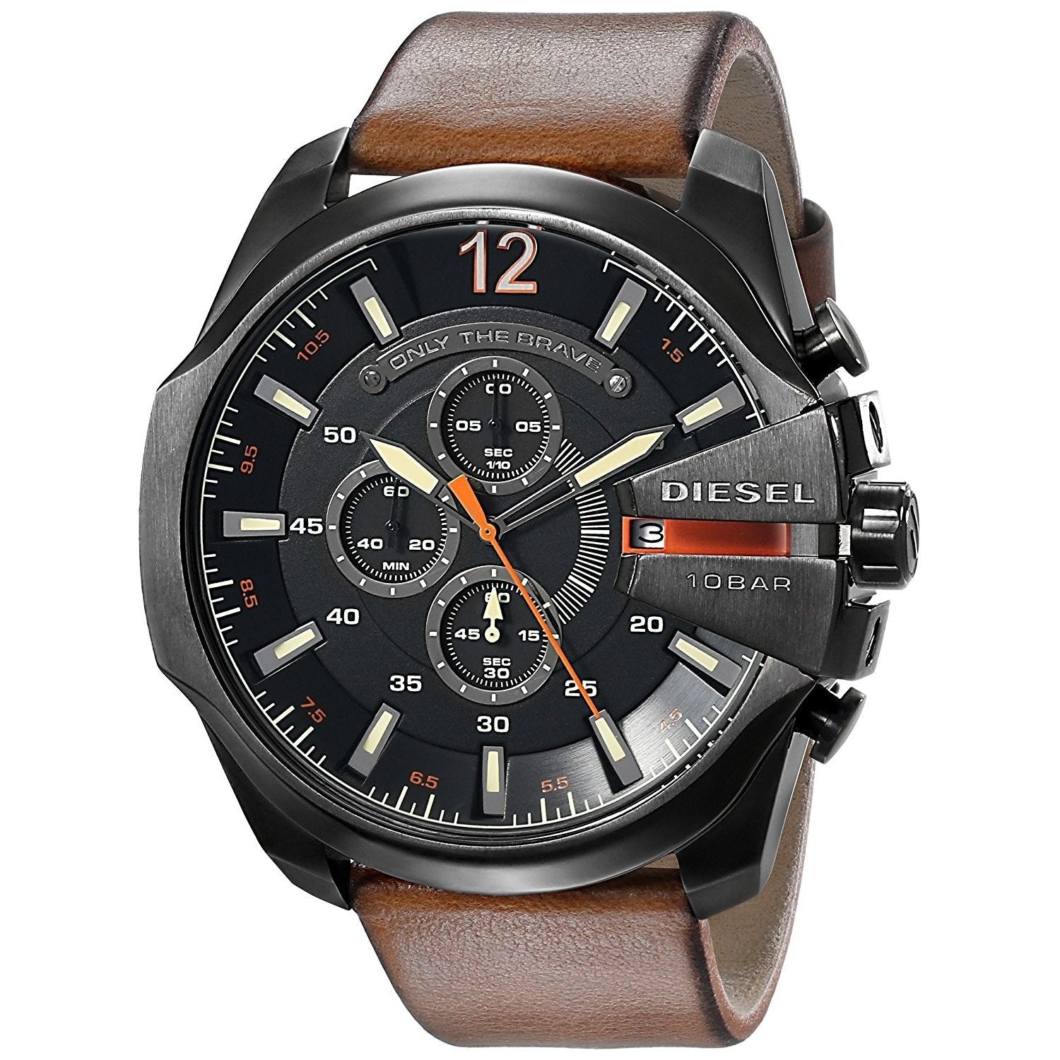 Diesel Mega Chief Quartz Chronograph Brown Leather Watch For Men - DZ4343 Watches Diesel   