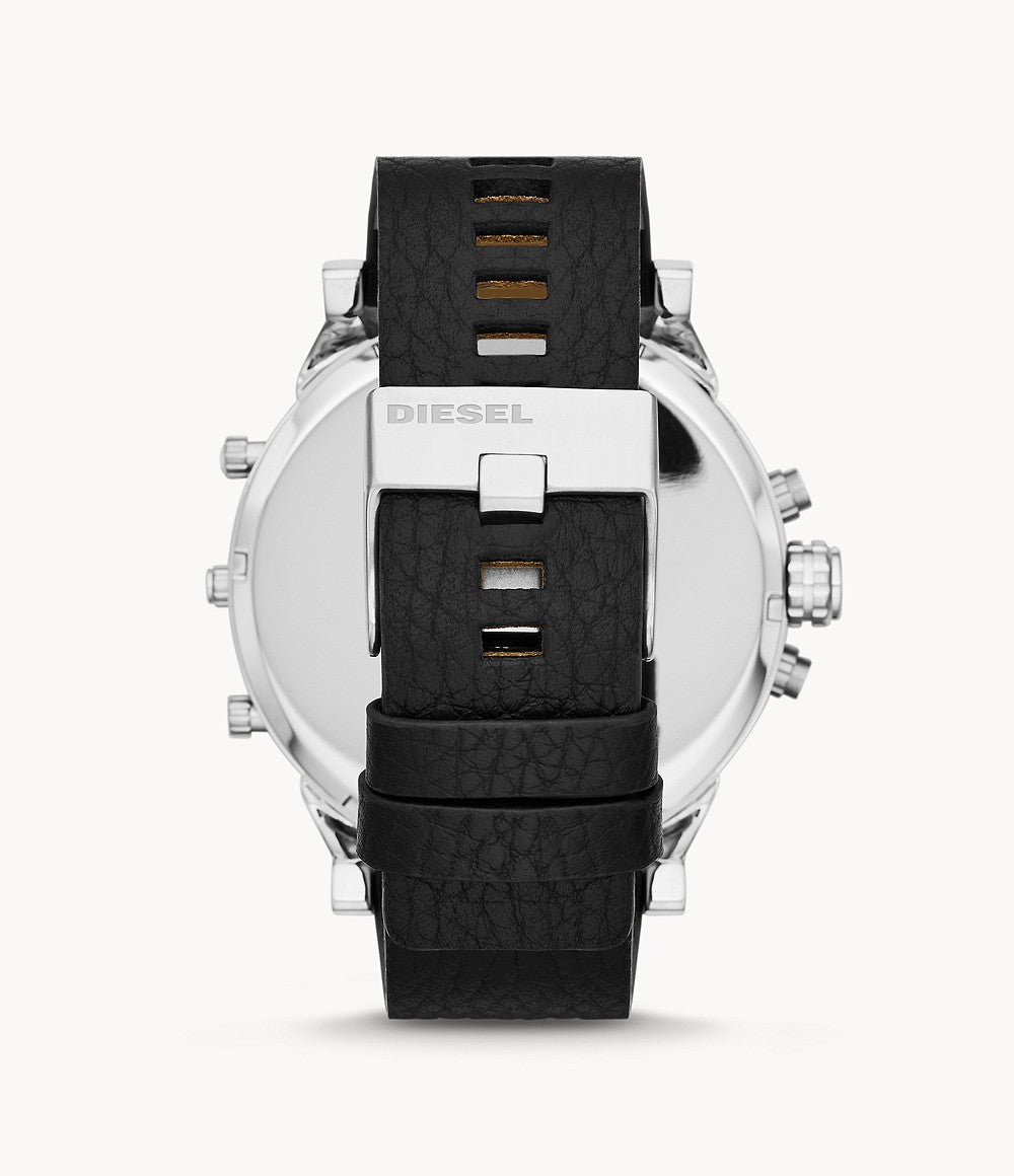 Diesel Mr Daddy Black Dial Black Leather Strap Watch For Men - DZ7313 Watches Diesel   