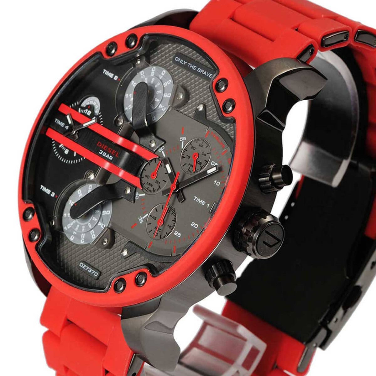 Diesel Mr Daddy 2.0 Black Dial Red Stainless Steel Watch For Men - DZ7370 Watches Diesel   