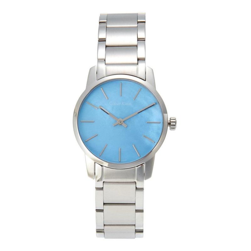 Calvin Klein City Mother of Pearl Blue Dial Silver Steel Strap Watch for Women - K2G2314X Watches Calvin Klein   