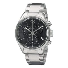 Calvin Klein Masculine Chronograph Black Dial Silver Steel Strap Watch for Men - K2H27104 Watches Calvin Klein   