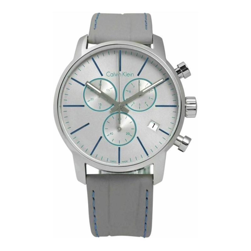 Calvin Klein City Chronograph White Dial White Leather Strap Watch for Men - K2G271Q4 Watches Calvin Klein   