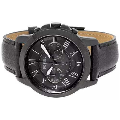 Fossil Grant Chronograph Black Dial Black Leather Strap Watch for Men - FS5132 Watches Fossil   