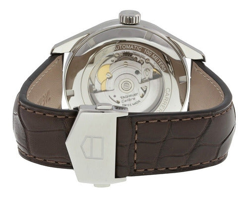 Tag Heuer Carrera Calibre 5 Automatic 41mm White Dial Brown Leather Strap Watch for Men - WAR201B.FC6291 Watches Tag Heuer   